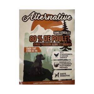 Croquettes Alternative W80 sans céréales 80 % poulet, dinde, poisson blanc et saumon