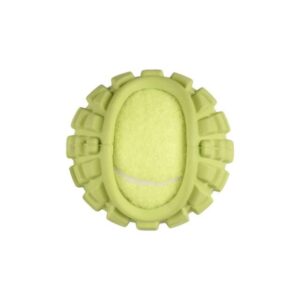 Balle caoutchouc verte avec balle de tennis 6 cm pour chien