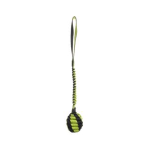Corde tressée avec balle et poignée élastique vert et noir