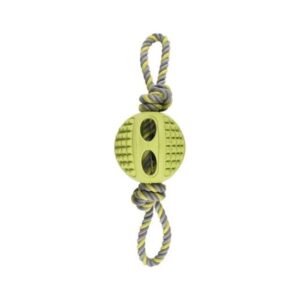 Corde avec balle en caoutchouc 6 cm pour chien